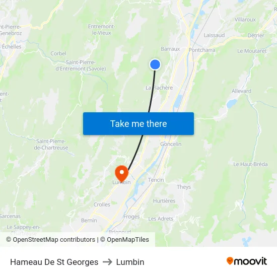 Hameau De St Georges to Lumbin map