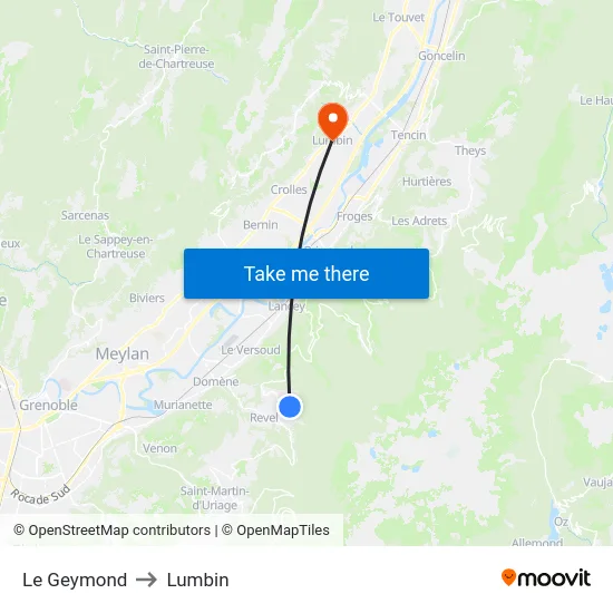 Le Geymond to Lumbin map