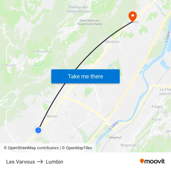 Les Varvoux to Lumbin map