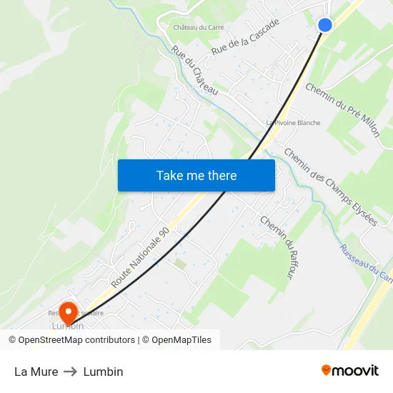 La Mure to Lumbin map