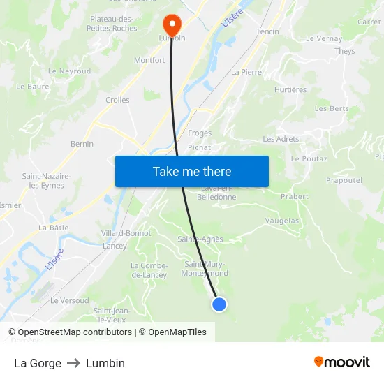 La Gorge to Lumbin map