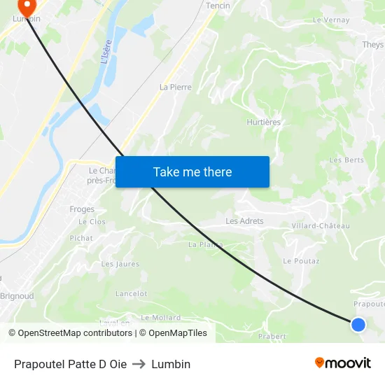 Prapoutel Patte D Oie to Lumbin map