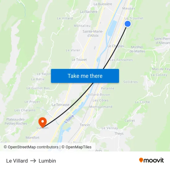 Le Villard to Lumbin map