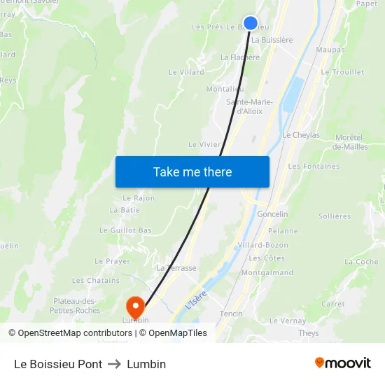 Le Boissieu Pont to Lumbin map