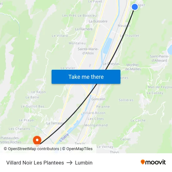 Villard Noir Les Plantees to Lumbin map