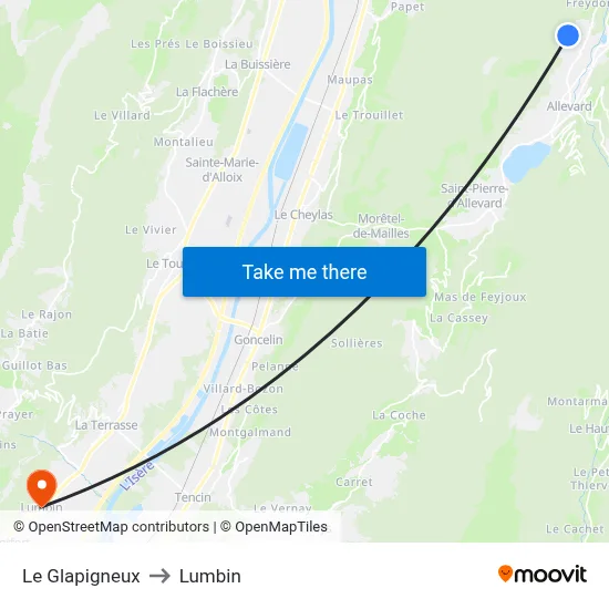 Le Glapigneux to Lumbin map