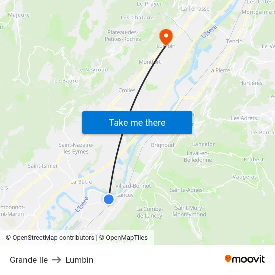 Grande Ile to Lumbin map