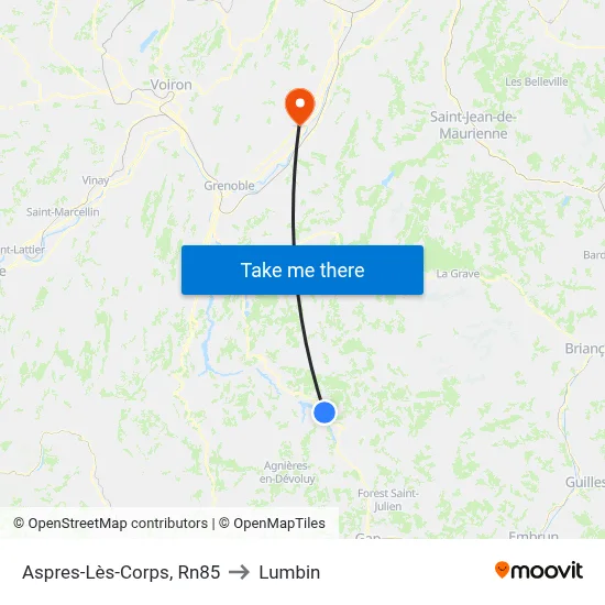 Aspres-Lès-Corps, Rn85 to Lumbin map