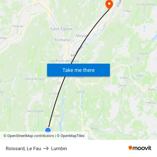 Roissard, Le Fau to Lumbin map