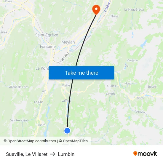 Susville, Le Villaret to Lumbin map