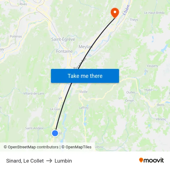 Sinard, Le Collet to Lumbin map