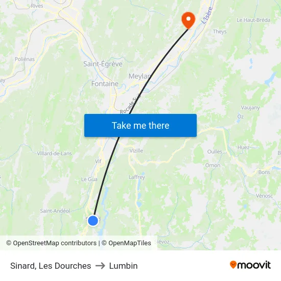 Sinard, Les Dourches to Lumbin map