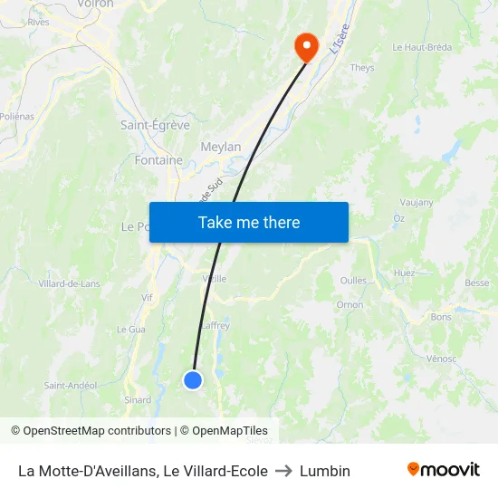 La Motte-D'Aveillans, Le Villard-Ecole to Lumbin map