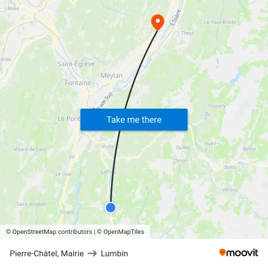 Pierre-Châtel, Mairie to Lumbin map