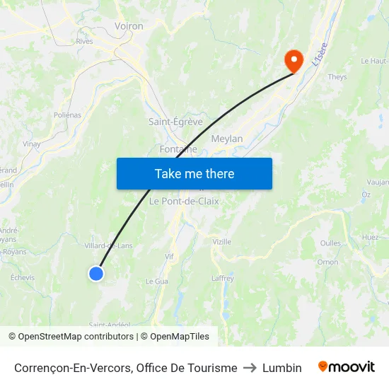 Corrençon-En-Vercors, Office De Tourisme to Lumbin map