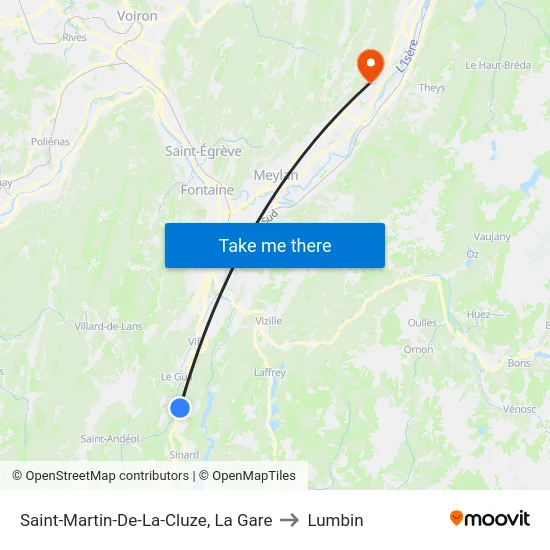 Saint-Martin-De-La-Cluze, La Gare to Lumbin map
