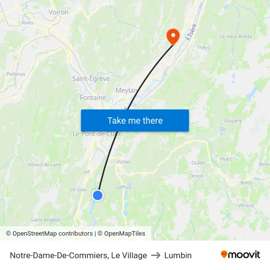 Notre-Dame-De-Commiers, Le Village to Lumbin map
