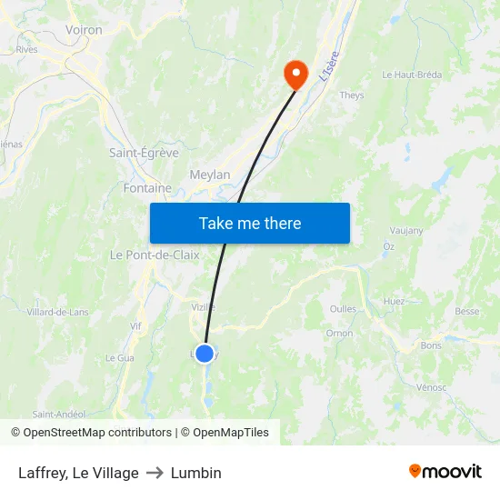 Laffrey, Le Village to Lumbin map