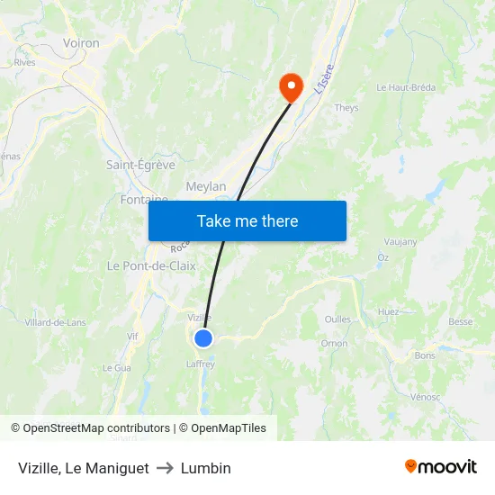 Vizille, Le Maniguet to Lumbin map