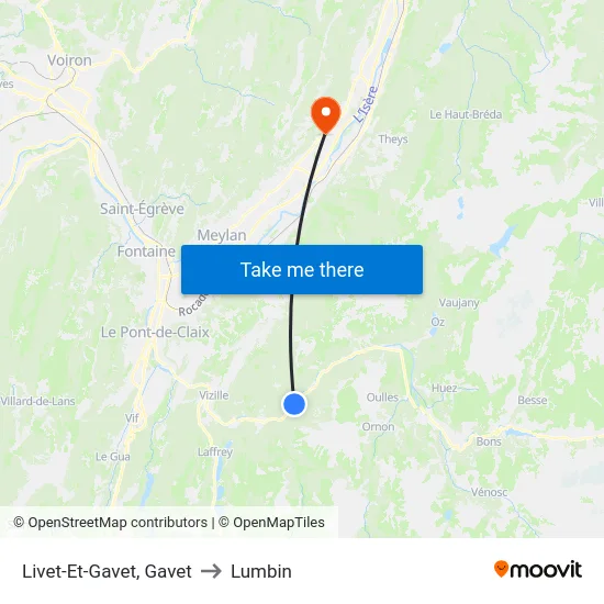 Livet-Et-Gavet, Gavet to Lumbin map