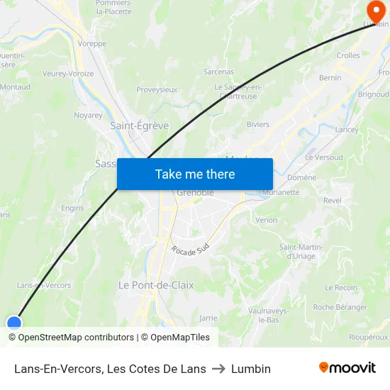 Lans-En-Vercors, Les Cotes De Lans to Lumbin map
