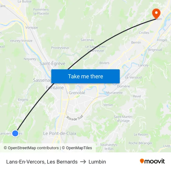 Lans-En-Vercors, Les Bernards to Lumbin map