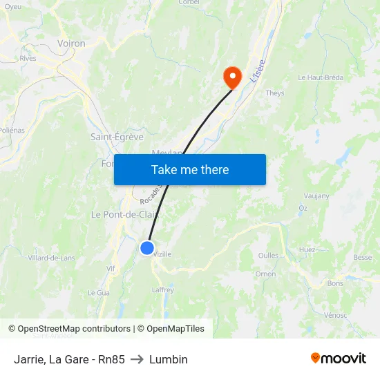 Jarrie, La Gare - Rn85 to Lumbin map