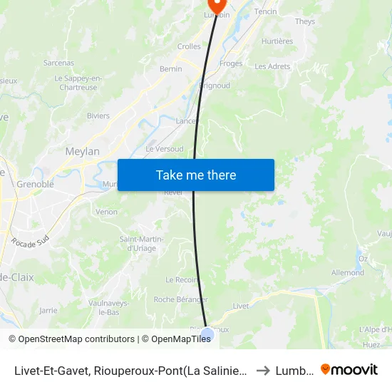 Livet-Et-Gavet, Riouperoux-Pont(La Saliniere) to Lumbin map