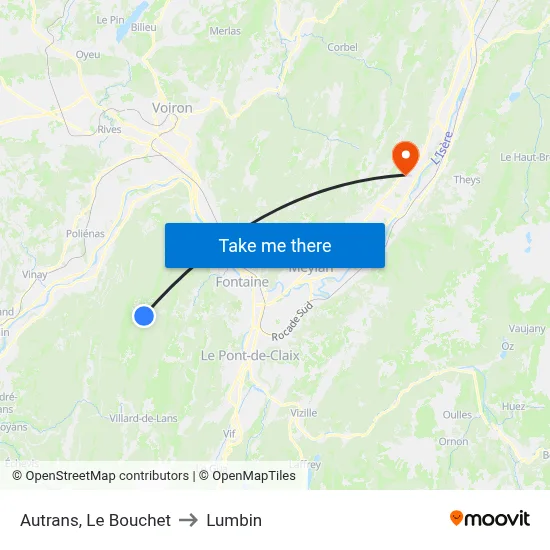Autrans, Le Bouchet to Lumbin map