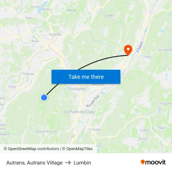 Autrans, Autrans Village to Lumbin map