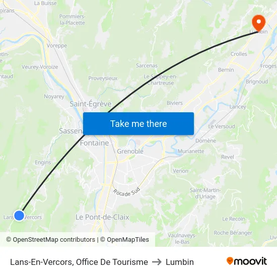 Lans-En-Vercors, Office De Tourisme to Lumbin map
