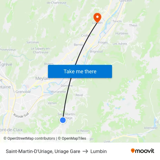 Saint-Martin-D'Uriage, Uriage Gare to Lumbin map