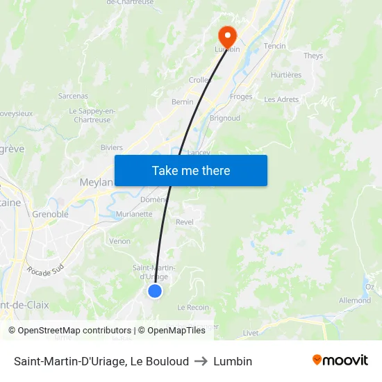 Saint-Martin-D'Uriage, Le Bouloud to Lumbin map