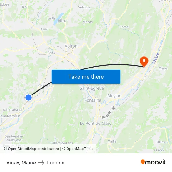 Vinay, Mairie to Lumbin map