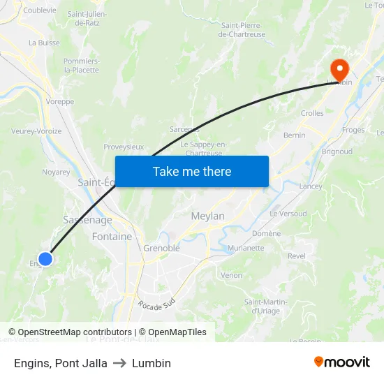Engins, Pont Jalla to Lumbin map