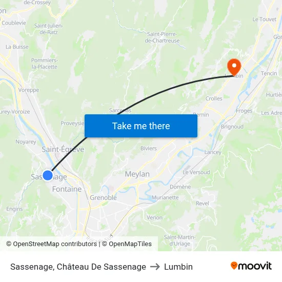 Sassenage, Château De Sassenage to Lumbin map