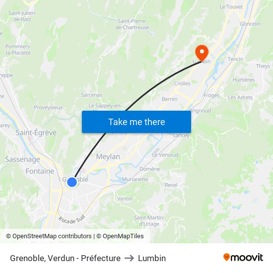 Grenoble, Verdun - Préfecture to Lumbin map