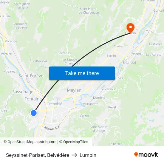 Seyssinet-Pariset, Belvédère to Lumbin map