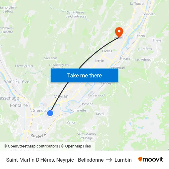 Saint-Martin-D'Hères, Neyrpic - Belledonne to Lumbin map