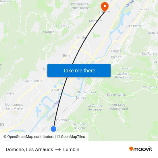Domène, Les Arnauds to Lumbin map