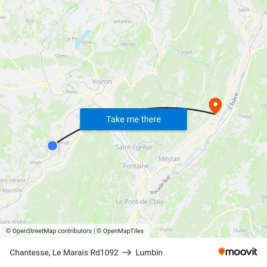 Chantesse, Le Marais Rd1092 to Lumbin map