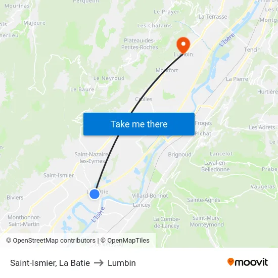 Saint-Ismier, La Batie to Lumbin map