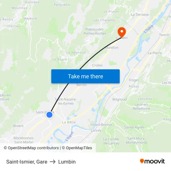 Saint-Ismier, Gare to Lumbin map
