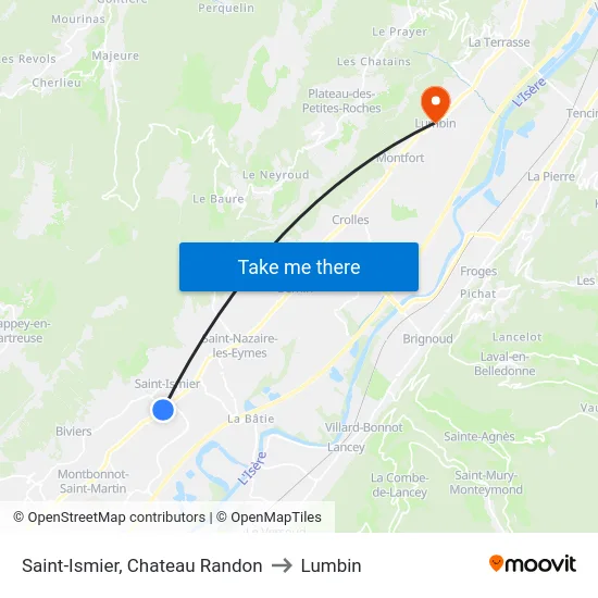 Saint-Ismier, Chateau Randon to Lumbin map