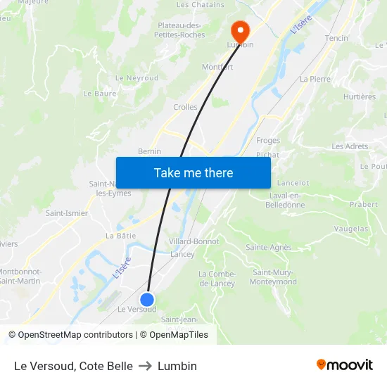 Le Versoud, Cote Belle to Lumbin map