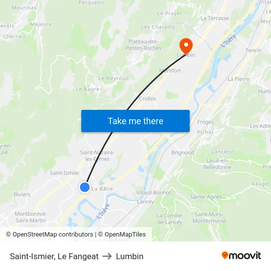 Saint-Ismier, Le Fangeat to Lumbin map
