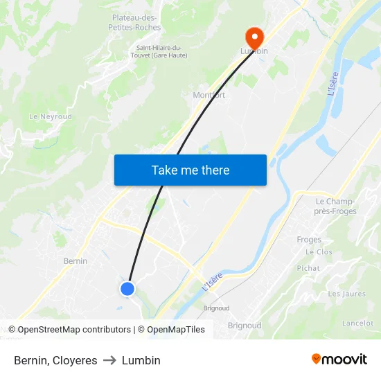 Bernin, Cloyeres to Lumbin map