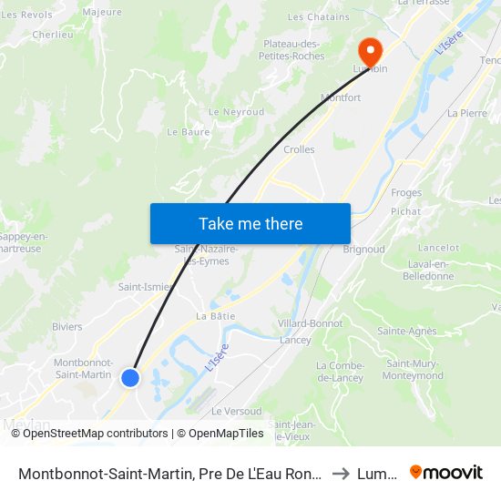 Montbonnot-Saint-Martin, Pre De L'Eau Rond Point to Lumbin map