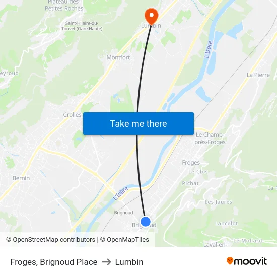 Froges, Brignoud Place to Lumbin map
