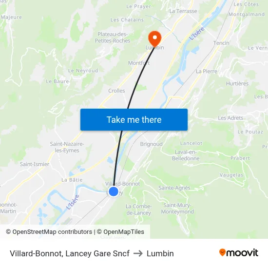 Villard-Bonnot, Lancey Gare Sncf to Lumbin map